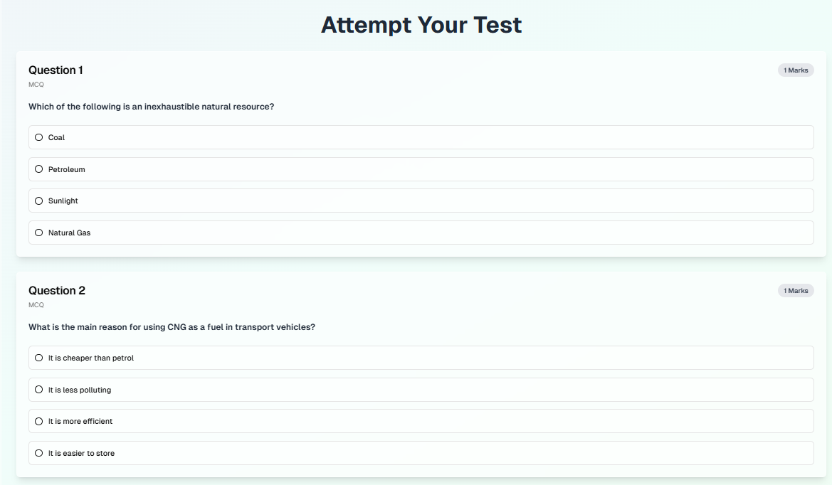Question types: MCQs