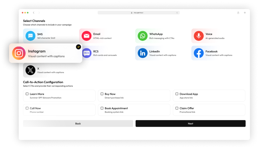 Campaign Generator — Choose Where to Publish